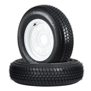 2-Pack ST175/80D13 Trailer Tires on 13" White Rims, 5 Lug on 4.5" Bolt Pattern, Load Range C 6PR, 1360 lbs, Bias Ply Pre-Mounted for Utility/Boat/Camper Trailers