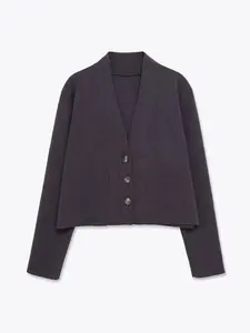 Women's V Neck Long Sleeve Loose Fit Front Button Closure Casual Knit Cardigan, Stylish, Elegant and Comfortable Knitwear Outerwear for Daily Wear