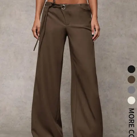 Women's Casual Basic Solid Color Wide Leg Pants, Soft Draped Fabric, Waist Eyelet, Drawstring and Adjustable Design, Perfect for Daily Wear and Commuting Womenswear Bottom, Classy Casual Trousers, Casual Lounge Pant, Drop Waist Pants