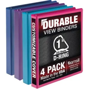 Samsill  1 in. Durable View D-Ring Binder, Fashion Assorted Color - Pack of 4