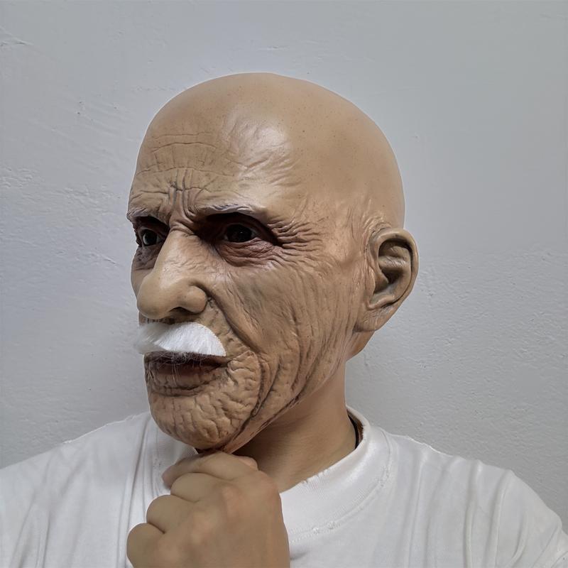 Old Man Mask, Bald Geezer Mask, Funny Man Face Cover, Realistic Mask, Halloween Party Supplies, Masquerade Props, Roleplay Ornament #TOP PICKS