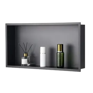 VEVOR Shower Niche, 13 x 25 x 4 inch Recessed Wall Niche, Heavy-duty Stainless Steel Modern Soap & Shampoo Storage Organizer, Sealed Waterproof, Durable & Easy to Install,Black for Bathroom