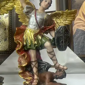 St. Michael the Archangel  12’ Statue - Religious Decor with Gold Wings and Armor