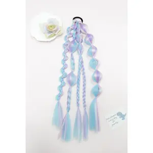 1pcs Multi Tone Ombre Bubble Braid Hair Ponytail, Handmade Double Strand Gourd Shape Braids Hair Accessory with Hair Tie, Lightweight Fake Braids Hairpiece for Daily Street Style Shooting