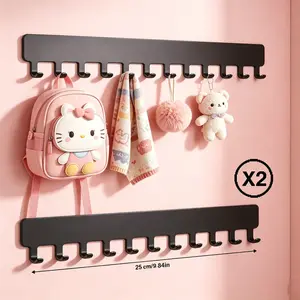 2-Pack Wall Necklace Organizer Holder: Wall Mounted Jewelry Hanging Organizer with 12 Hooks,Storage Necklaces Display Hanger Clear Acrylic Necklace Holder,for Bracelet Bathroom, Vanity, Closet Door