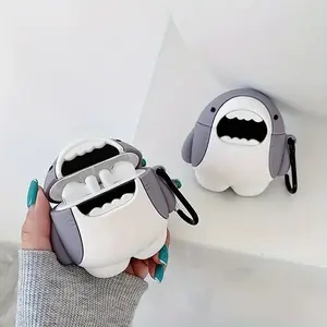 Cute 3D Shark Silicone Earbuds Case, Protective Cover Compatible with AirPods Pro 2, AirPods 4, 3, 2 & 1