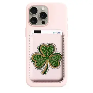 Fashion Clover Alphabet Pattern Card Holder Magnetic For iPhone 17 Pro Max For Samsung Galaxy S26 Ultra For MagSafe Wallet Cover