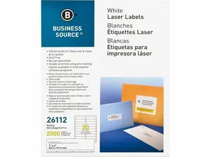 Business Source Mailing Labels Laser 1"x4" 2000/PK White 26112