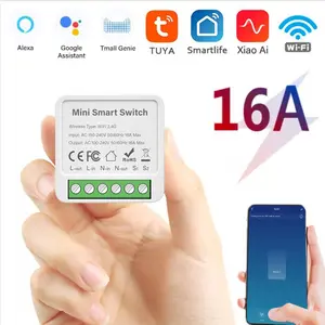 Tuya Smart Mini Switch WiFi 16A Automation 2-Way Control Timer Smart Life/Tuya App and Wireless Remote Voice Control Circuit Breaker  Compatible with Alexa Google Home