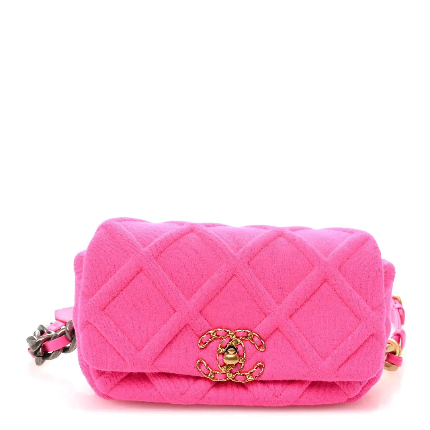 Pre-owned CHANEL Jersey Shoulder Bags Quilted 19 Waist Bag Pink