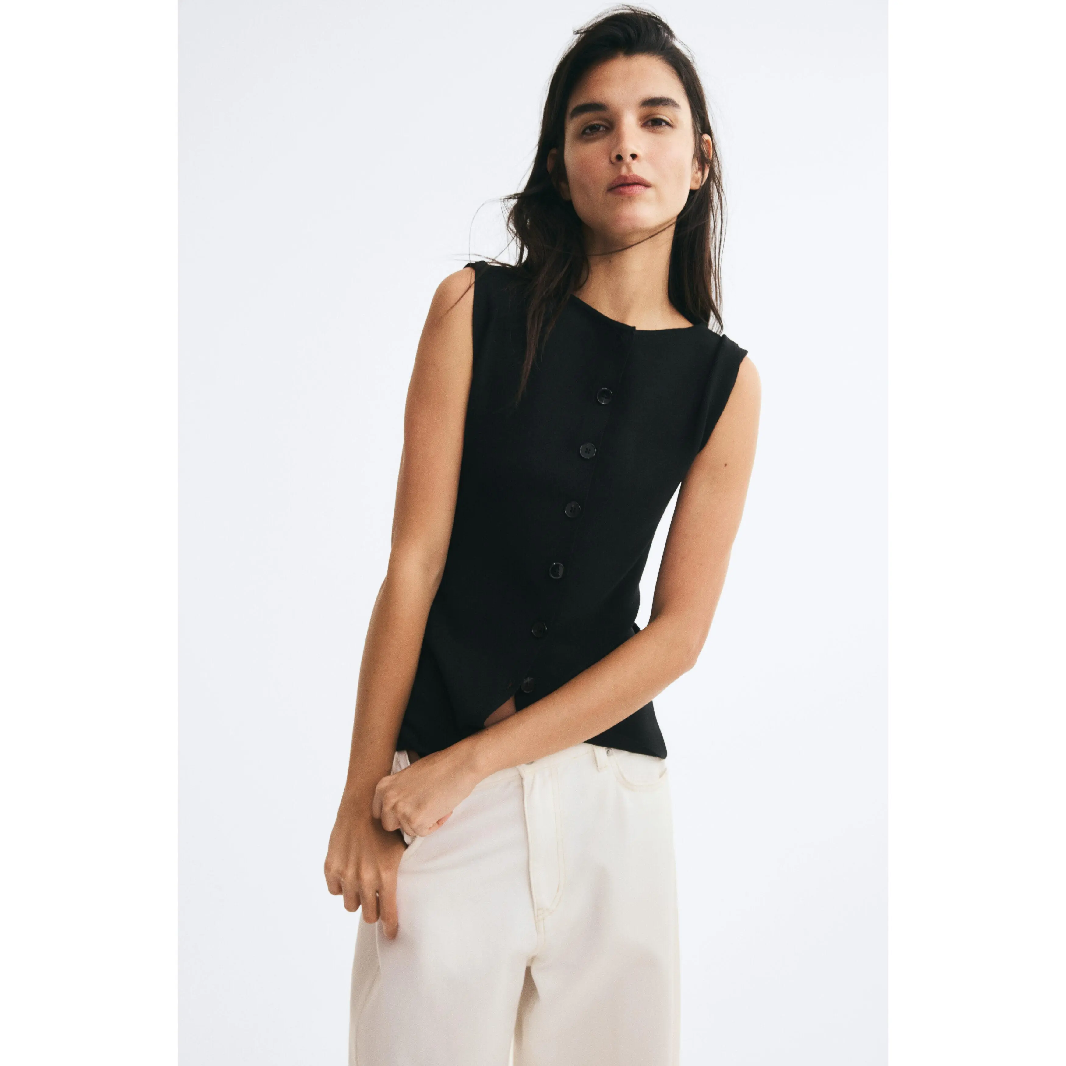 H&M Boat-neck rib-knit waistcoat