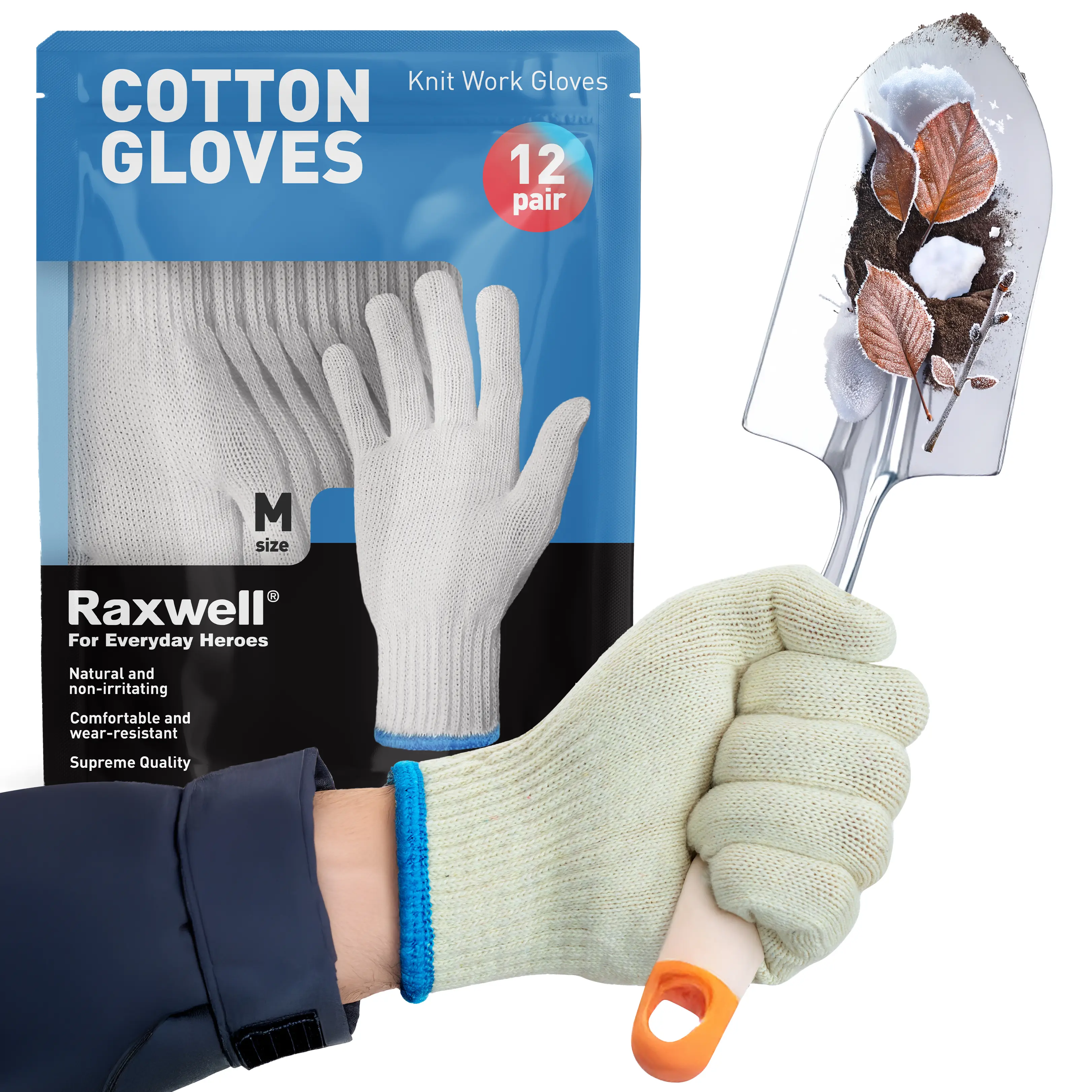 Raxwell White Cotton Premium Knit 24 Work Gloves, Durable Liners for BBQ, Painting, Gardening, Industrial, Mechanics