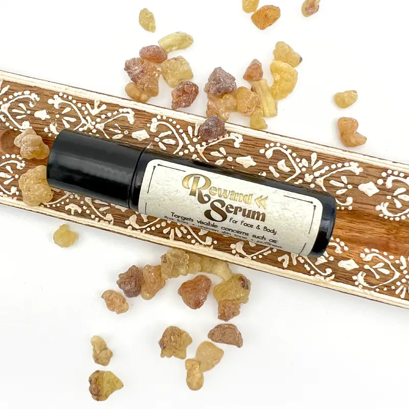 Rewind Serum: Ancient Skincare Secrets Serum with Frankincense Essential Oil, Apricot Kernel Oil, & Castor Oil (10mL roller bottle)