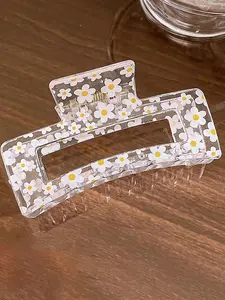 Floral Pattern Hair Claw, Cute Hollow Out Design Clear Hair Claw, Fashionable Hair Accessories for Women & Girls, Hollow Out Structure