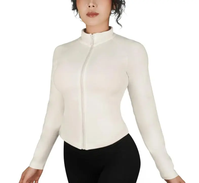 Dynamic Zippy Jacket Women Running Long Sleeves Gym Tops Full Zipper Seamless Workout Activewear Sports Pilates Yoga Coats