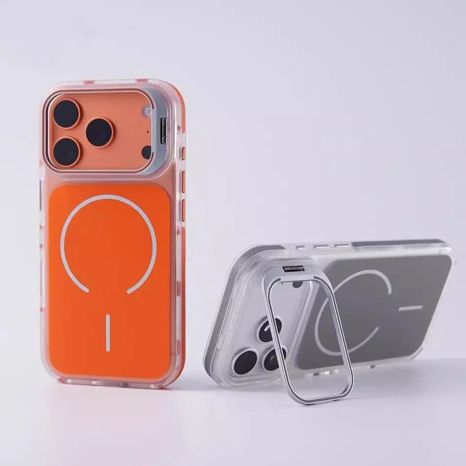 MagSafe-Compatible Magnetic Smartphone Case - Non-Slip Edge, Lens Kickstand, Military-Grade Shockproof Drop Protector, Wireless Charging Support Accessory for iPhone 11-17 Pro Max Plus Casing Cover