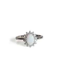 Sterling Silver White Opal Promise Statement Ring