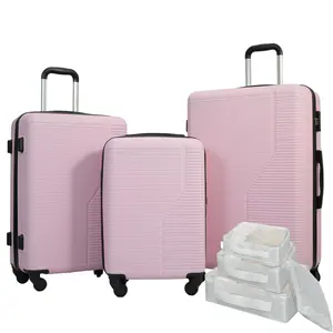 7-Piece Luggage Set ABS Lightweight & Durable Suitcase with Spinner Wheels TSA Lock 20/24/28 Pink Durable Hard Shell Construction 3 Sizes for All Travel Needs