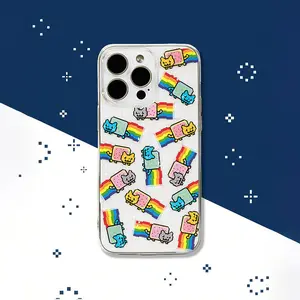 Transparent Cute Cartoon Cat Tpu Anti-Drop Shockproof Phone Case for iPhone 6/7/8/x/XS/XR/XS Max/11/12/13/14/15/16/17 Pro Max, Gift for Women and Girls