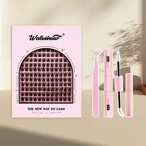 False Eyelashes Cluster with Eyelash Glue & Tweezers, Natural Look Eyelash Extensions, Self Grafting Curl Eyelashes, Diy Volume Eyelashes, Eye Makeup Accessories for Women & Girls, DIY Lash Kit