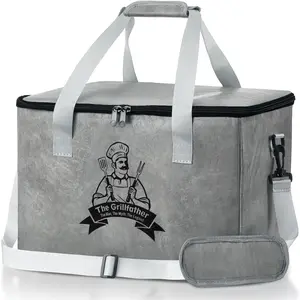 Gifts for Dad Christmas Dad Birthday  BBQ Blanket Bags for Resting Meat Double Handles and  Barbecue Cooler Meat Resting Bag Suitable for Men, Christmas, Father's Day(Grey)