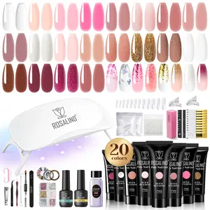 ROSALIND Poly Nail Gel Starter Gel Kit with Nail Tools Mini UV Light 8/14/20/28Colors Clear Natural Pink Glitter Diy French Design Christmas Gifts Manicure Essentials Extension Nail Gel Set