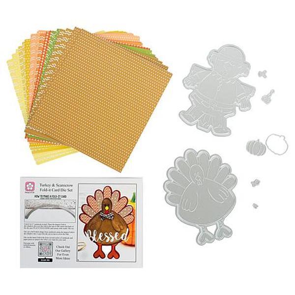 Crafts & Sewing Stamps of Life Turkey and Scarecrow Fold-It A2 Card Kit