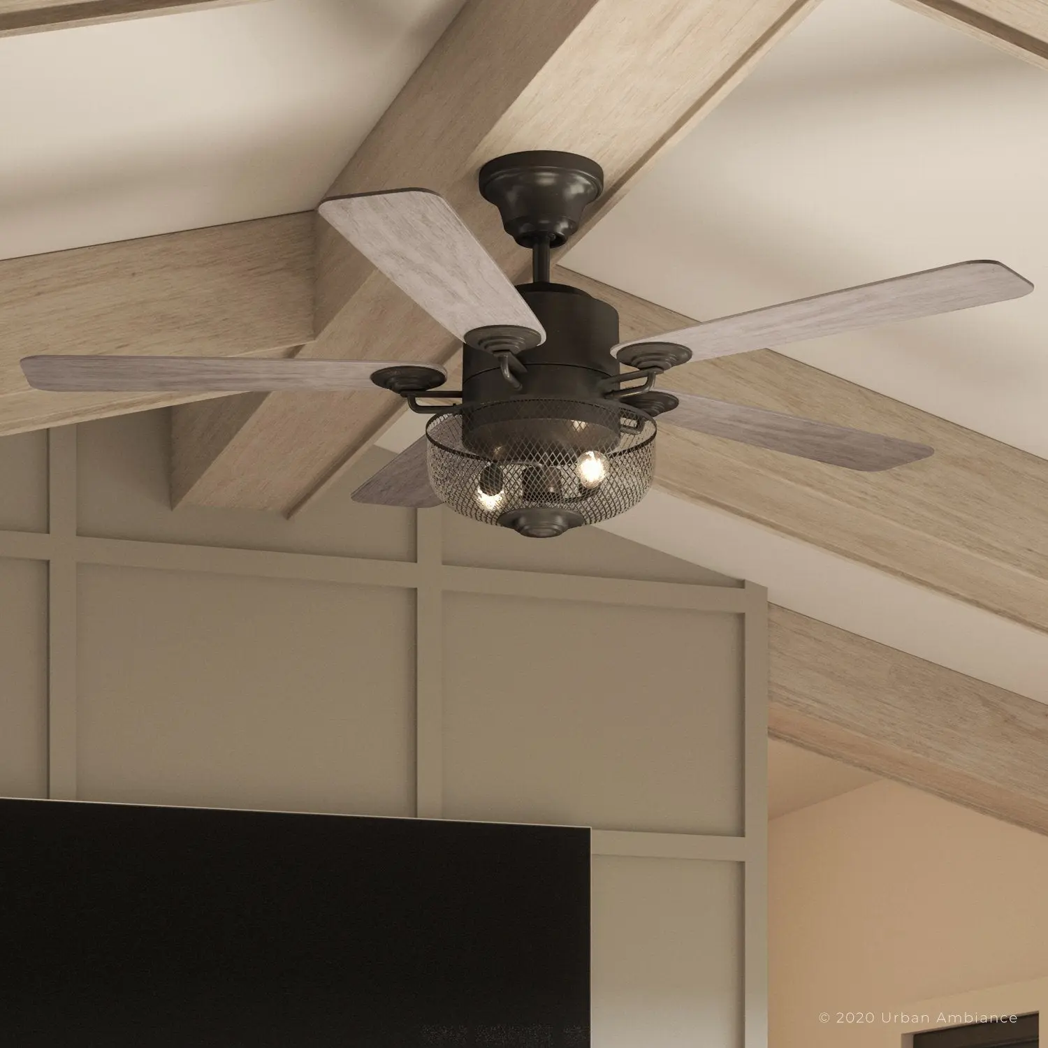UHP9100 Vintage Indoor Ceiling Fan, 20"H x 54"W, Olde Iron, Southport Collection