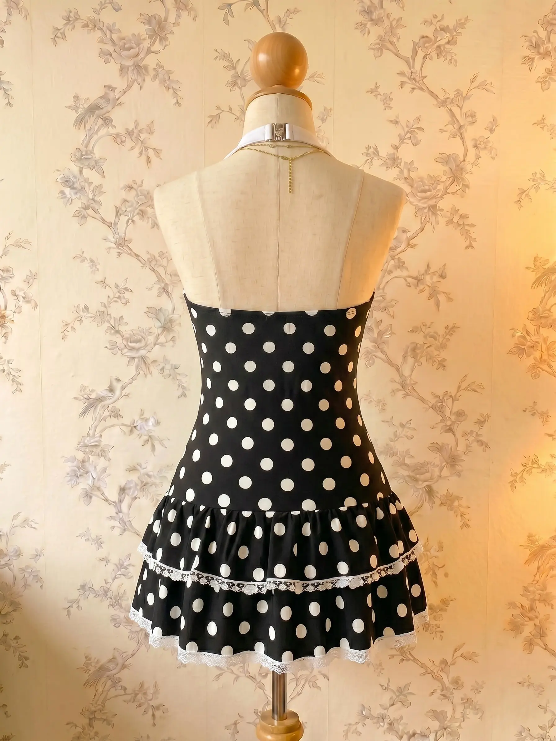 Black 1940s Halter Polka Dots Bow One-Piece Swimsuit High Stretch Swimwear - TikTok Shop Black 1940s Halter Polka Dots Bow One-Piece Swimsuit High Stretch Swimwear - TikTok Shop