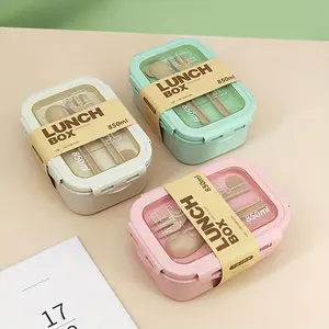 A Lunch Box with Two Compartments, Modern Design, Built-in Tableware Suit, Microwaveable Heating (Remove the Lid), Suitable for Back-to-School, Classroom, University, School Supplies, Kitchen Finishing and Storage, Kitchen Utensils