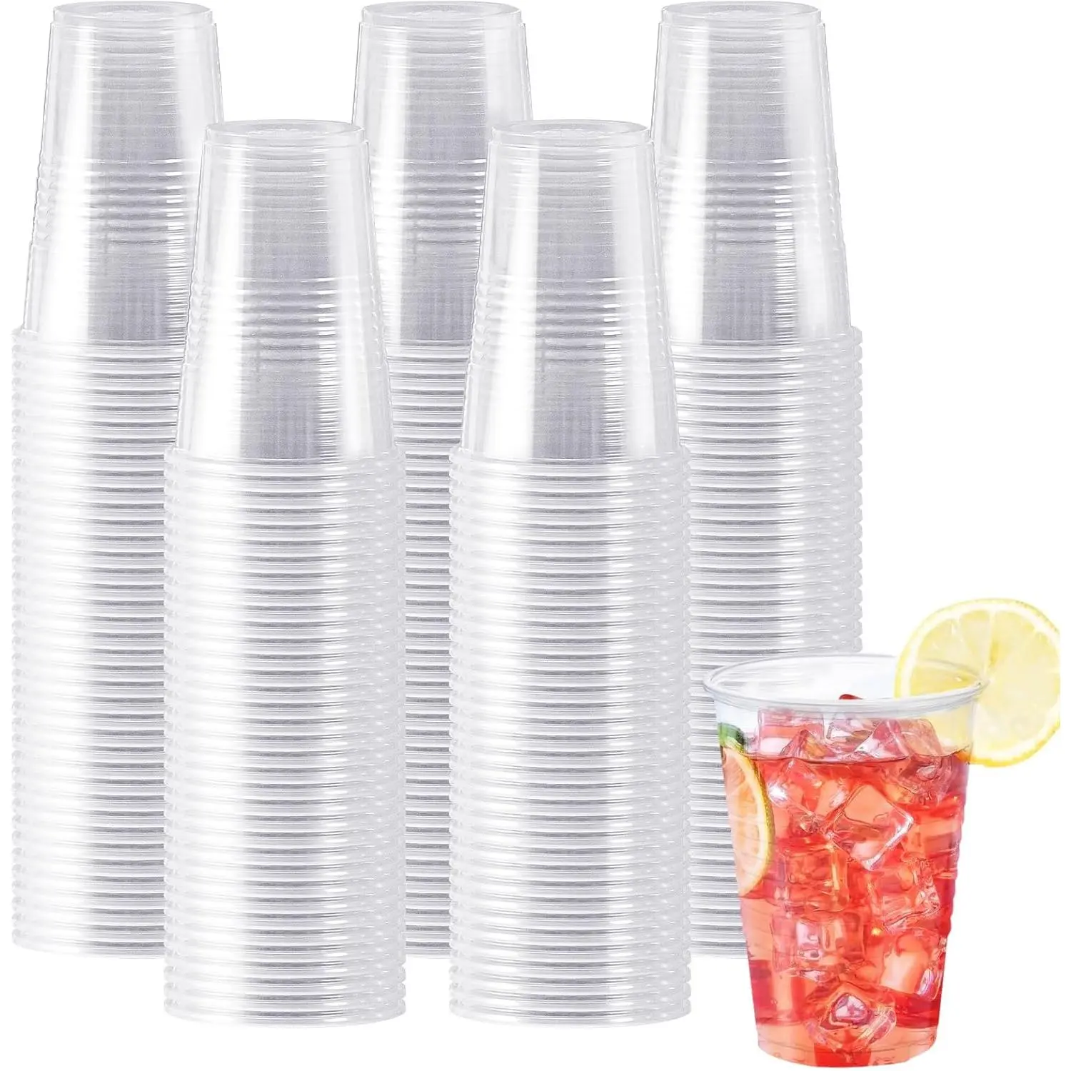 600 Pack 9 oz Plastic Cups, Clear Disposable Cups, Hot/Cold Party Drinking Cups, PP Clear Plastic Cups Bulk for Party, Picnic, BBQ, Wedding, Travel