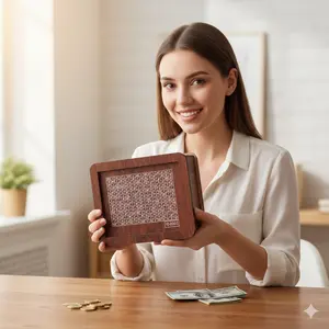 10k Smash Box for Money, 10k Savings Challenge Box, Cash Vault Wooden Money Saving Box for 10000 5000 3000 2000 1000 500 Money Saving,Piggy Money Bank for Adult Cash Savings