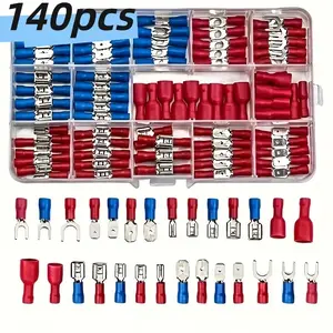 140pcs Insulated Wire Assorted Connector Terminal, Spade Terminals Crimping Kit, Electrical Wire Crimp Connector Set