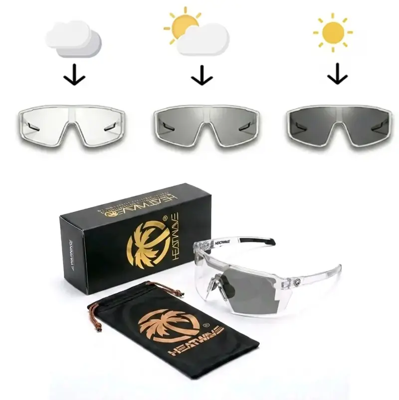 Photochromic Polarized Aviator Sunglasses, Oversized Y2K Vintage Z87+ Safety heatwave glasses UV400 Eyewear for Men & Women Ideal for Sports, Fishing, Golf, Cycling, and Driving
