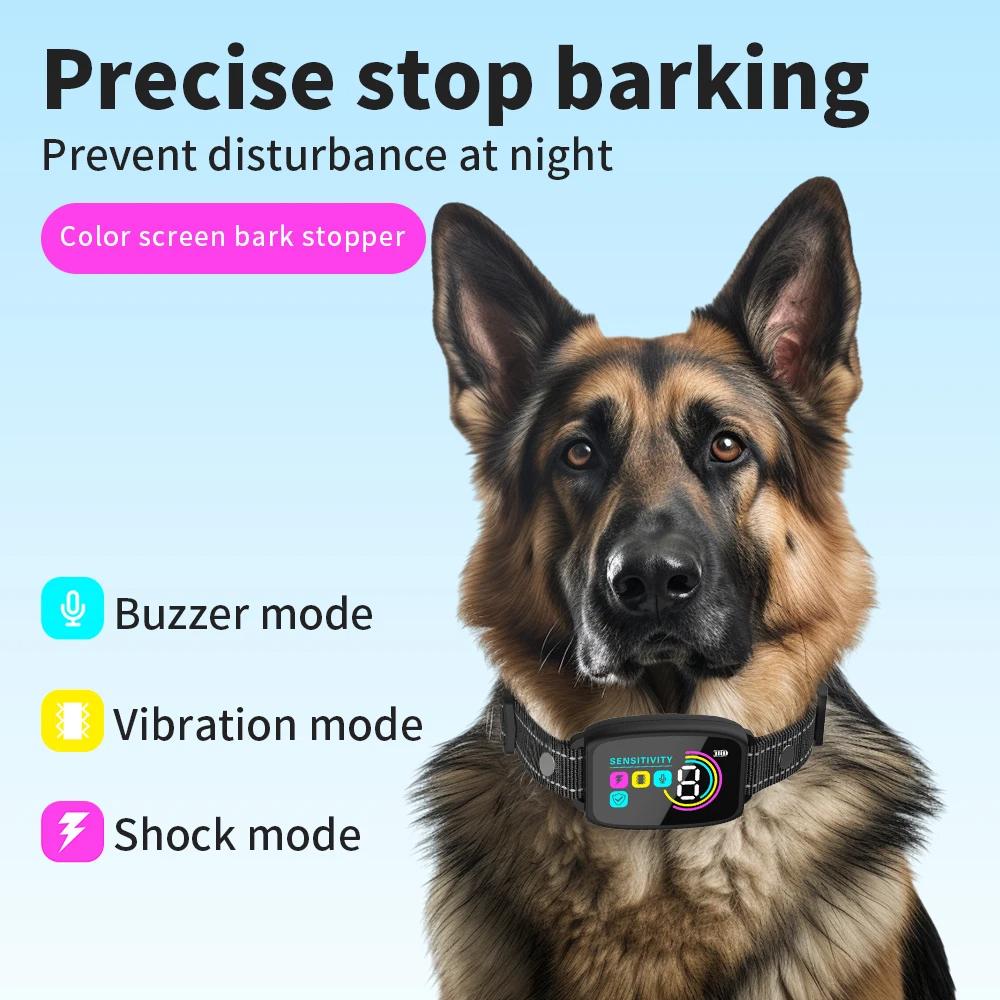 Smart Automatic Anti Barking Dog Collar Rechargeable Bark Stopper Stop Barking HD Digital Display IP67 Waterproof Collar For Dogs Pet Products