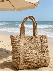 Women's Fashionable Straw Woven Tote Bag, LargeCapacity Shoulder Bag for Commuting, Beach Seaside,Tote, Vacation Bag for Summer