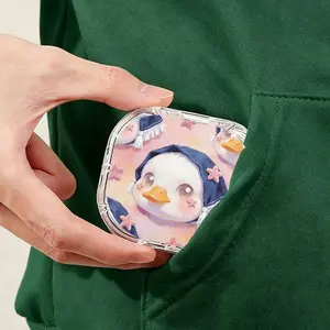 Green Background Purple Star Duck Print Portable Tea Bag Storage Box, Mini Pocket Tea Bag Container, Dustproof Moisture-Proof for Outdoor and Commute