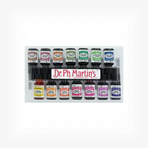 Dr. Ph. Martin's Radiant Concentrated Water Color (Set B) Watercolor Set, ½ US fl oz, 1 Set of 14 Bottles