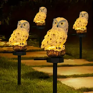 Classic Resin Owl Floor family decor Mount Animal Theme Outdoor Decor, Solar-Powered for Lawn, Passage, Walkway, Courtyard - Thanksgiving, Christmas, Halloween Decoration