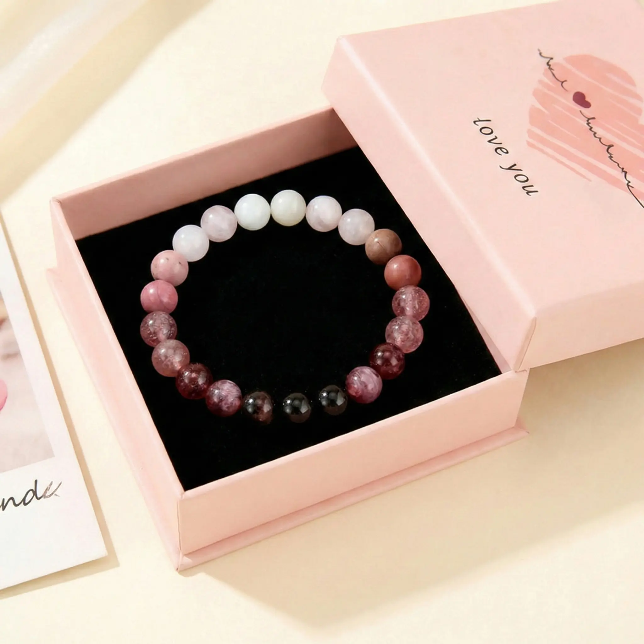 Handcrafted Feels Personal Love & Attraction Bracelet - Strawberry Quartz, Garnet Crystals Jewelry for Manifesting Romance, Good Luck, Spiritual Yoga - Valentine's Gift for Her