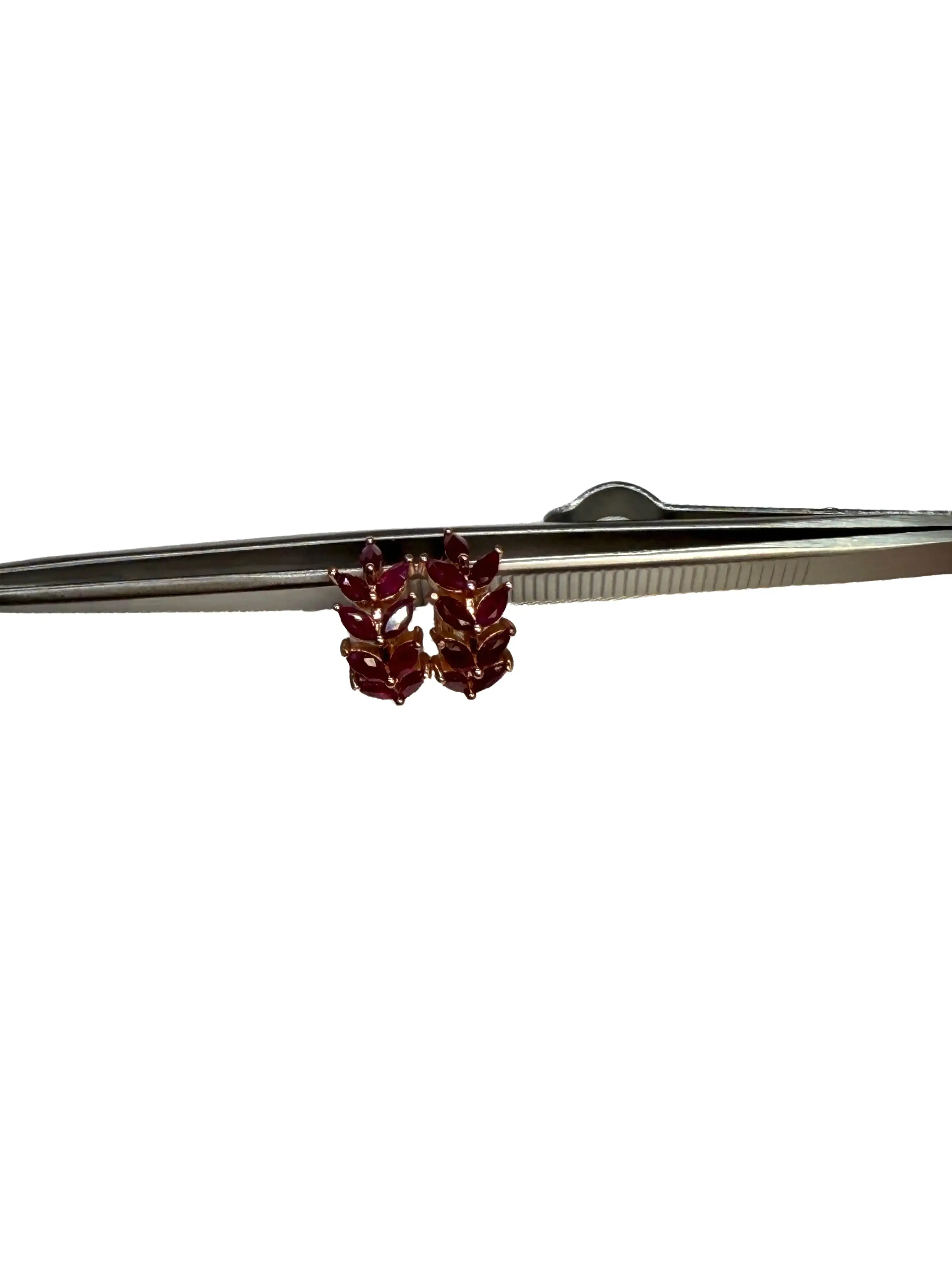 Platinum-Plated 925 Sterling Silver Natural Ruby Gemstones Marquise Hoop Earrings, 2.5x5mm July Birthstone Jewelry for Birthday, Made-to-Order