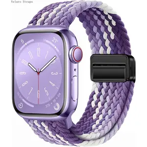 Magnetic Watch Strap in Tight Weave Elastic Nylon, Adjustable & Breathable Sport Band for Universal Smartwatch Compatibility