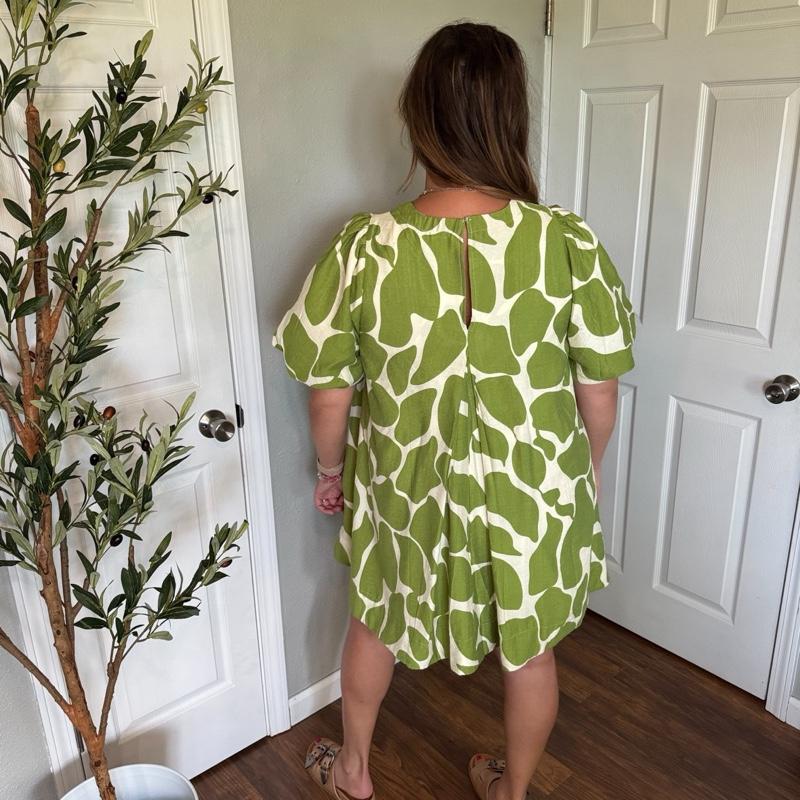 Earthy Green & Cream Casual Dress | Fall Dress | Cute Casual Dress | Girly Dress with Pockets!