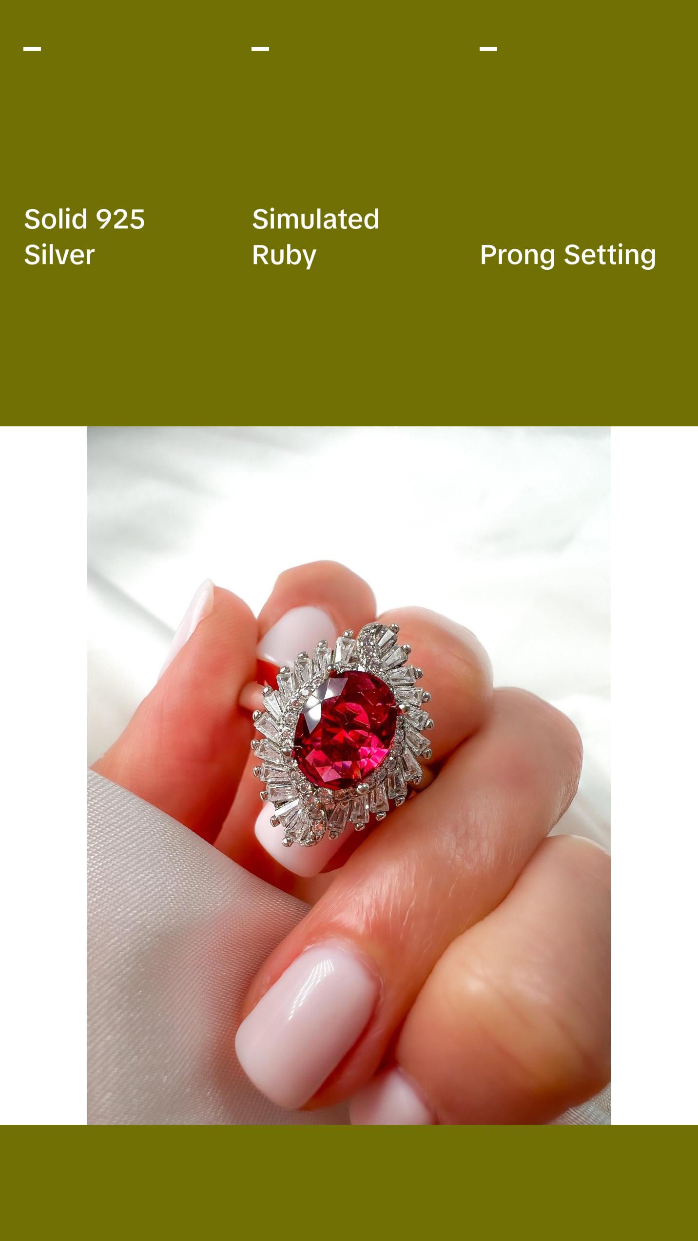 Ruby Statement Halo Sterling silver Ring, Size 9