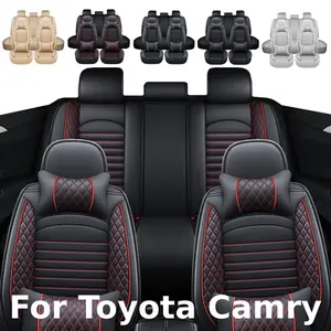 For Toyota Camry Car Seat Cover, 5 Sits PU Leather Car Seat Protector, Car Decoration Comfort & Protection, 5 Seat Full Set Car Seat Cushion Front + Rear Non-slip Pad Protective Mat Accessories, Universal Fits for Most Car - Valentine's Day Gift For Lover