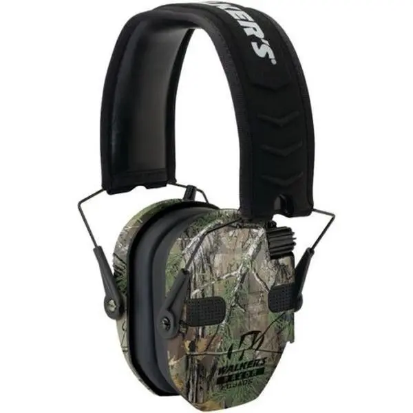 Walkers Game Ear Razor Quad Camo Safety Muff - Audio Input Jack, Compact Folding Design, Durability, External Battery Door (WGE-GWP-RSEQM-CMO)