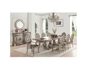 Acme 66920-22-23 7 pc Rosdorf park leanos northville antique champagne finish wood dining table set