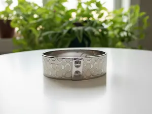 Pre-owned Coach Enamel Y2k Bangle Silver Toned Hardware
