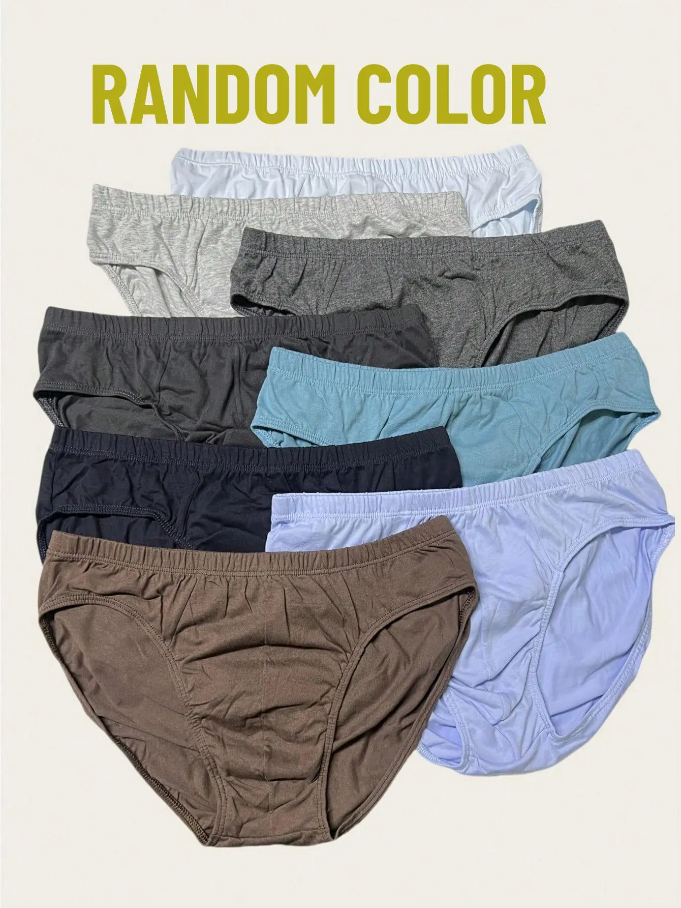 Men Solid Cotton Mid Rise Briefs, SoftBreathable Comfort Daily Underwear, RandomAssorted Colors