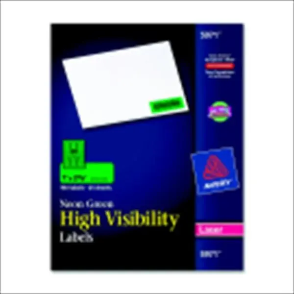Avery 1054670 Rectangle Easy Peel Paper Labels & Stickers - Neon Green, Jam-Free Adhesive, Laser Printer Compatible, Pack of 750, Peelable Labels & Stickers